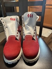 Custom made Timberland Men’s US 12 Work Boots Leather Colorblock Red/White Ankle
