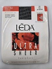 Leda Ultra Sheer Pantyhose Reinforced Toe 525 Size Tall Jet Black