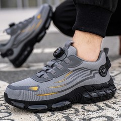 Men Steel Toe Cap Work Safety Shoes Rotating Button Comfort Breathable Sneakers