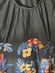 Plus Size 3X Black/Multicolor Floral One Piece Swimdress Wide Strap