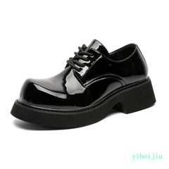 Men’s Women’s Round Toe Patent Leather Office Shoes Platform Mary Janes Oxfords