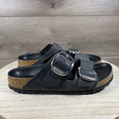 Birkenstock Arizona Big Buckle Oiled Black Leather Sandals Womens Size 7 Narrow