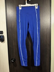 Fabletics PureLuxe Royal Blue Leggings High Rise Side Pocket Athletic Pants