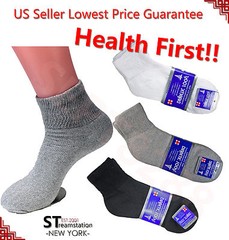 3,6,12 Pairs Diabetic Socks ANKLE QUARTER Crew Circulatory Socks Health Cotton