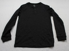 George Men’s Waffle Knit Thermal Long Sleeve Henley Shirt JK5 Black Small NWT