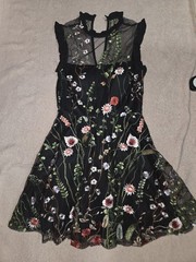 Absolutely Gorgeous Embroidered Flower Dress In Black By City Studio Teen Size 7