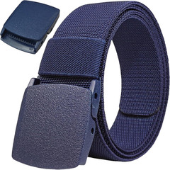 Men’s Adjustable Tactical Belt TSA Approved Metal-Free Elastic Stretch Belt Navy