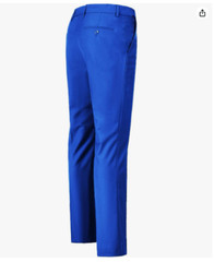 Men’s Suit Dress Pants Slim Fit LARGE Blue Groomsmen Wedding Pant Waist Flat