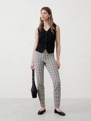 Banana Republic Women’s Slim Ankle Pants Gray Check Wool Twill Pockets 0