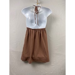 ASOS Design Halter Tunic Top Womens XS Brown Textured Crepe Side Slit Tie Neck