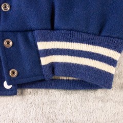 VTG Howe Varsity Letterman Jacket Size 36 Blue Wool Leather Slash Pockets READ