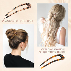 2 Pack French Style Cellulose Acetate Tortoise Shell U Shaped 4.7 inch Hair Pin