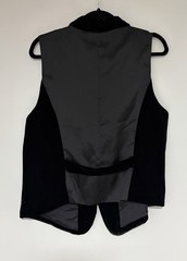 J. Jill Black Velvet Collared One Button Silk Blend Women’s Vest Sz Large NWT