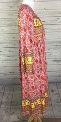 R.Vivimos Women Floral Print Retro VNeck Tassel Bohemian Midi Dress Size L 12/14