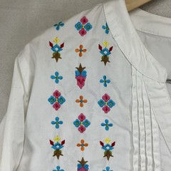 Collections Etc. Women’s White Multicolor Embroidered Button L/S Blouse 2XL
