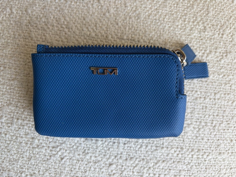 Tumi Voyageur Blue Dual Pouch Zip Wallet Coin Case