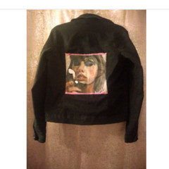 Taylor Swift unofficial unisex handpainted black denim jacket Hand Wash Only.