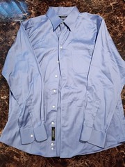 MURANO men’s liquid cotton blueish purple button up shirt Size 17/35