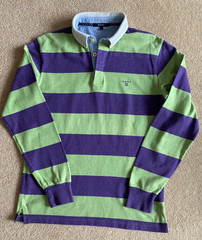 GANT LIME / PURPLE BARN STRIPE LONG SLEEVE RUGBY SHIRT L LARGE