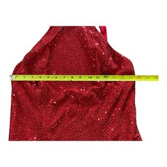 D B Y Ltd Women’s Red Sequined Halter Split Hem Lined Evening Dress Gown Size 9