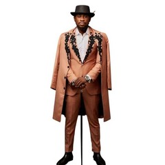 New Arrival Men’s Banquet Suits Slim Fit Long Coat Jacket Pant for Evening Party