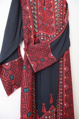 Traditional Palestinian / Jordanian Embroidered Thobe Kaftan Dress Black -ZAHIRA