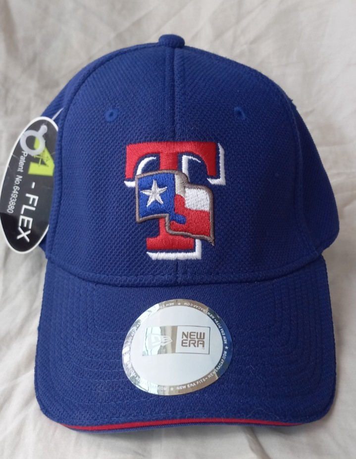 Texas Rangers Flex Hat XL /Rare Logo Texas Flag Draped over T Solid Blue NWT