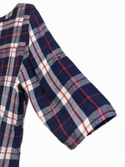 Catherines Plus Size 0X Plaid Tunic Top Zip Front 3/4 Roll Tab Sleeve Navy Red