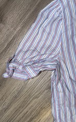 Talbots Women’s Size S Short Tie Sleeve Top Vertical Stripe 100% Cotton Blouse