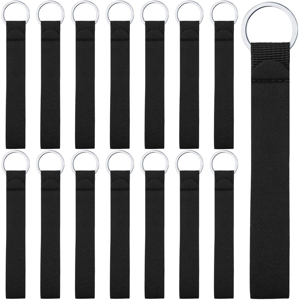 Hicarer 15 Pieces Wrist Keychain Lanyard Neoprene as the picture shown, Black