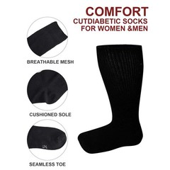 Diabetic Socks, Non-Binding Health Circulatory Crew Sock/Knee High/Over-The-Knee