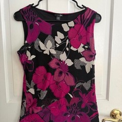 East 5th Pink and Purple Flower Print Tank, Size M