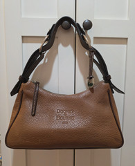 Dooney & Bourke Brown Pebbled Shoulder Bag Zip Top Silver Hardware Medium