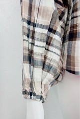 ANTHROPOLOGIE NWT $108 By Plaid Lace Up Dolman Sleeve Blouse Top Size 2X