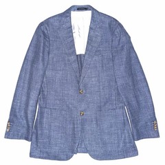 SUITSUPPLY Blue Slim Fit Havana Patch Wool Silk Linen Cashmere Hopsack Blazer 40