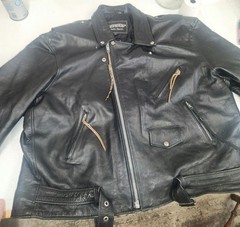 Vintage Unik Leather Motorcycle Jacket Size 60