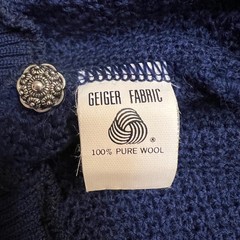Geiger Navy Blue 100% Pure Wool Cardigan Sweater Made in Austria 38 S/M