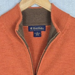 BROOKS BROTHERS Size XL Mens Italian Merino Wool Full Zip Vest Burnt Orange