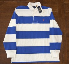 Polo Ralph Lauren Men’s 2XL Royal Blue/White Stripe Classic Fit Rugby Polo Shirt