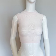 House of CB Ocean Blush Crop Top Mesh Stretch Tank XS/S Light Pink Sleeveless