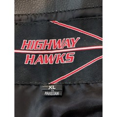 Highway Hawks Mens XL Black Leather Biker Vest Texas Scottish Patches Side Lace