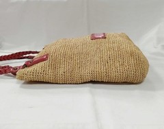 Dakota Basket Tote Bag Beige X Red Dirty Used