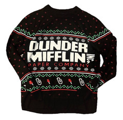 Dunder Mifflin Logo Christmas Fair Isle Knit Crewneck Pullover Sweater XL