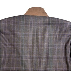 Lauren Ralph Lauren Blazer 44L Wool Elbow Patches Brown Blue Windowpane Plaid