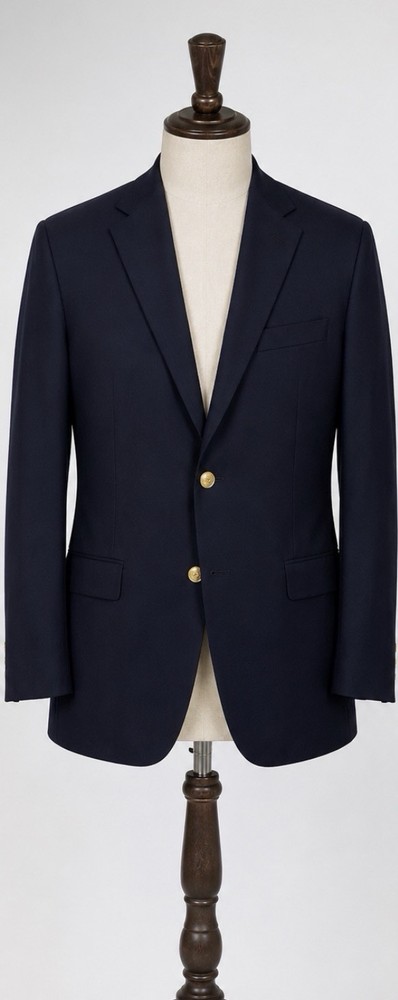Lauren Ralph Lauren Mens Navy Blazer Gold Buttons Wool Sport Coat 46R