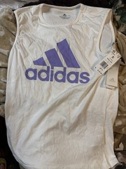 adidas Women’s S White Cotton/Poly Lightweight Crew Neck Sleeveless Logo Tank