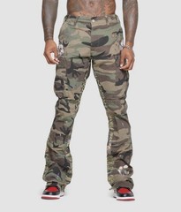 MNML Bootcut Contrast Camouflage Cargo Pants Size 34 Paint Ripstop