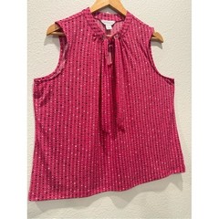 Liz Claiborne Pink Printed Tie-Neck Sleeveless Shell