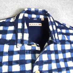 UNIQLO MARNI Oversized Jacket Shirt US 2XS /Japan XS Blue Check NEW *READ