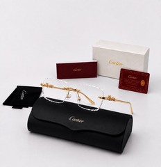 Cartier Décor Panthère Rare Collection Diamond Cut Clear Lens Gold Frame.